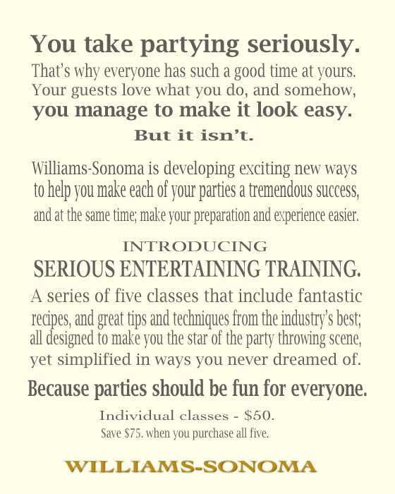 Client:  Williams-Sonoma - Serious Entertaining Training collateral